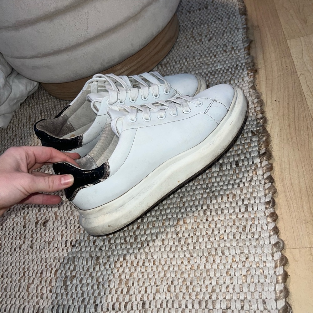 Size 8 white platform sneakers